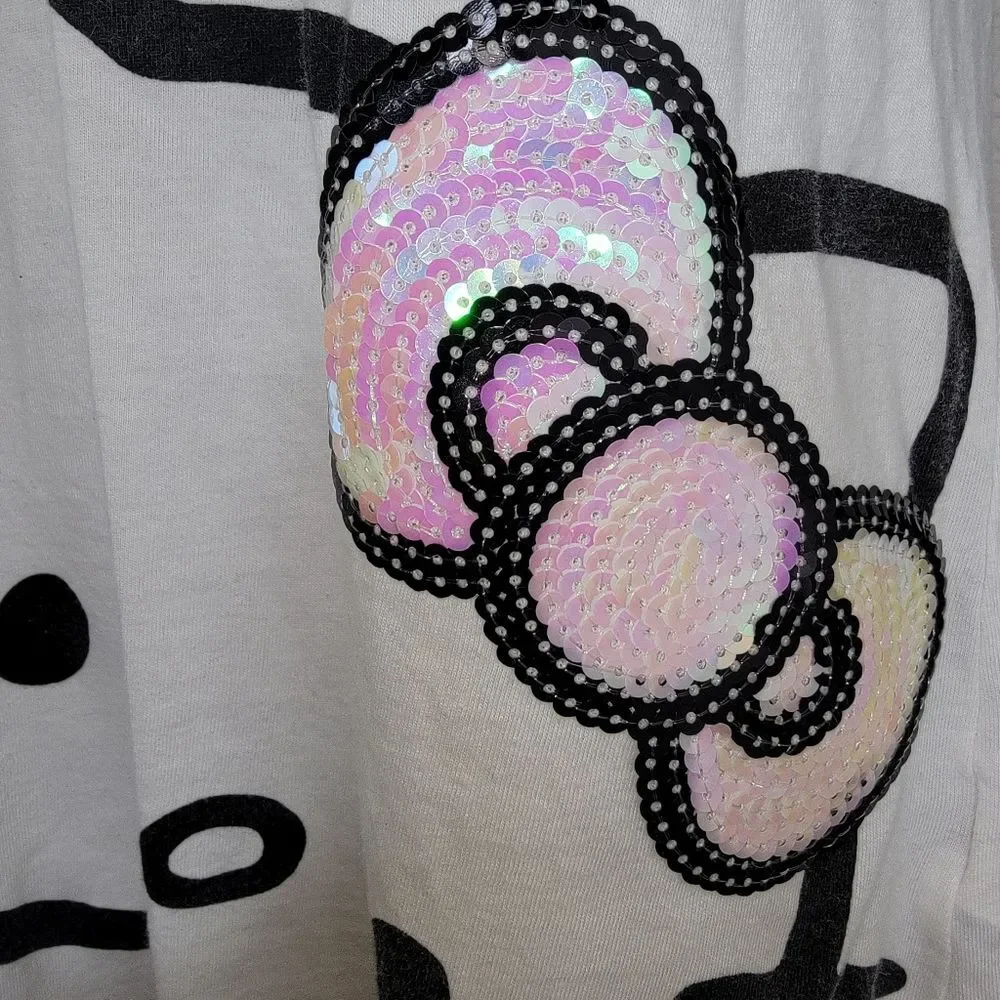 Sanrio Hello Kitty Sequin baseball style sleep shirt Junior size XL